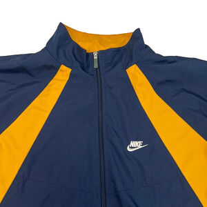 Nike Windbreaker Track Jacket Mens XXL Blue Gold Sports Running Warm Up